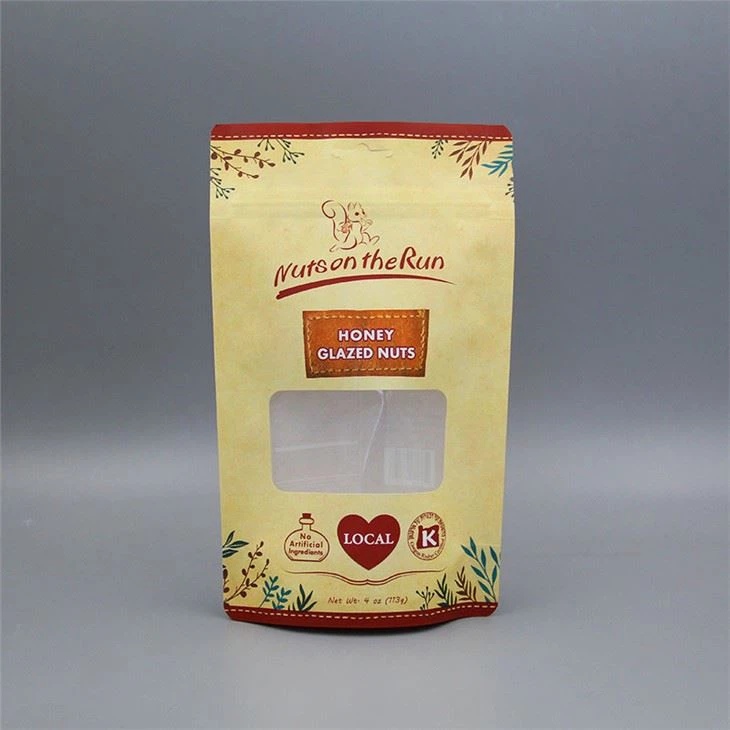 Sacchetto di carta kraft ricostruibile con cerniera compostabile