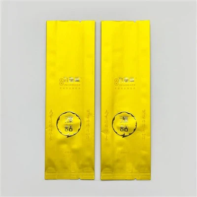 Bustina di tè premium con soffietto laterale con stampa in oro